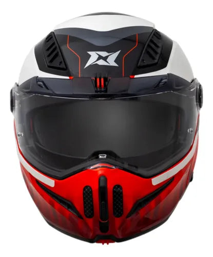 Capacete Escamoteável Axxis Ghostfighter SV Grid Branco Vermelho Brilhante Tamanho 58