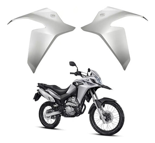 Par de Aletas Abas do Tanque Paramotos Honda Xre 300 2019 em diante Prata Force