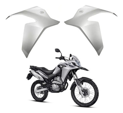Par de Aletas Abas do Tanque Paramotos Honda Xre 300 2019 em diante Prata Force