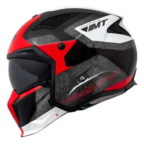Capacete MT Helmets Streetfighter SV S Totem Vermelho Brilhante Tamanho 60/L