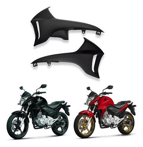 Par de Acabamentos Internos da Aba do Tanque Paramotos Honda Cb 300r 2009 a 2012 Preto