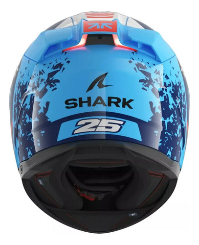 Capacete Shark Skwal i3 Raul Fernandez com Óculos Solar Interno Azul Branco Brilhante