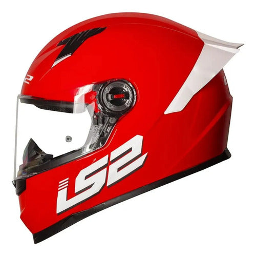 Capacete LS2 FF358 Classic S Solid com Spoiler Vermelho Brilhante