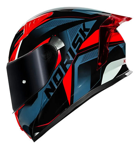 Capacete Norisk Flow Pulse com 2 Viseiras e Spoiler Azul Vermelho