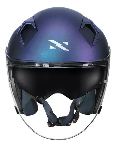 Capacete Aberto Norisk Downtown II Solid com Óculos Solar Interno Azul Fosco Tamanho 56/S