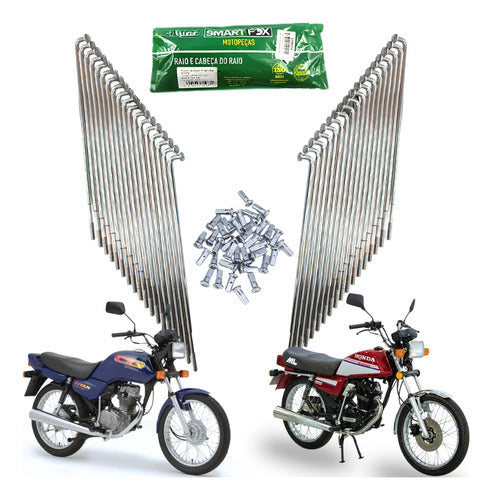 Jogo de Raios Traseiro Smartfox Honda Cg 125 Titan Today 1976 a 1999 4 mm Cromado