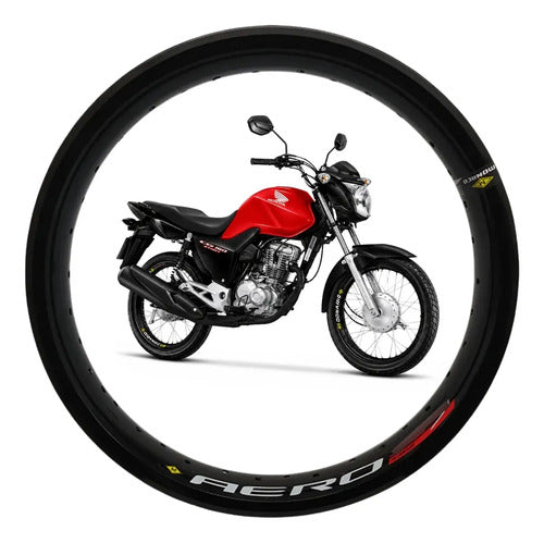 Par de Aros de Roda Aero Monaco Honda Cg 125 150 160 Titan Fan Start 18x70 Preto Brilhante