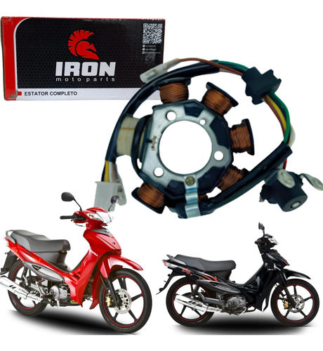 Estator com Bobina de Pulso Iron Dafra Zig 100 2010 em diante Yamaha Crypton 105 1998 a 2004