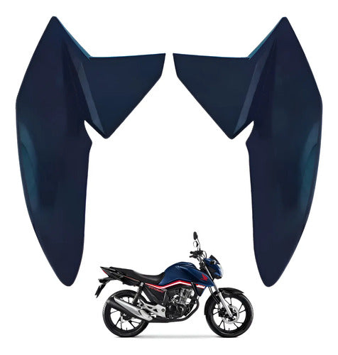 Par de Abas do Tanque Paramotos Honda Cg 160 Titan 2016 a 2021 Azul Cruzeiro