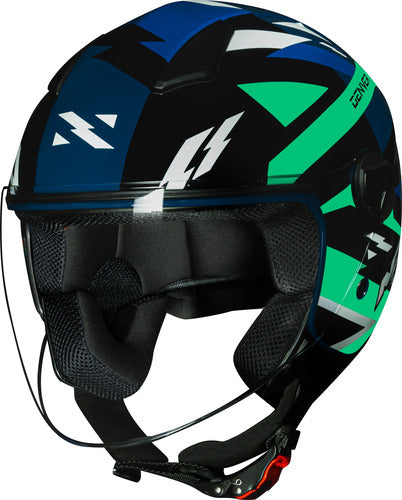 Capacete Aberto Norisk Orion Denver Azul Verde Brilhante Tamanho 58/M