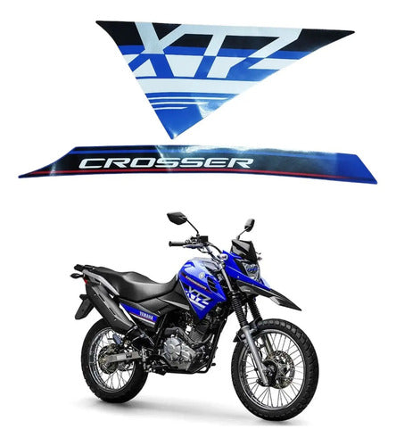 Kit Adesivos da Tomada de Ar Esquerda Yamaha Crosser 150 2021 a 2022 Azul