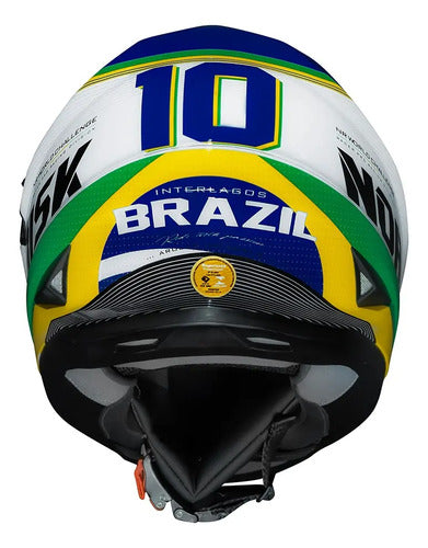 Capacete Norisk FF302 Soul II Grand Prix Brasil com Óculos Solar Interno Verde Amarelo Tamanho 60/L