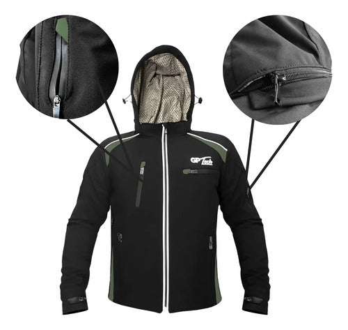 Jaqueta GP Tech Soft Casual Resistente à Água Masculina Preto Cinza