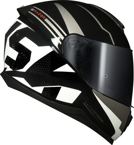 Capacete Norisk Razor Full Preto Branco Brilhante
