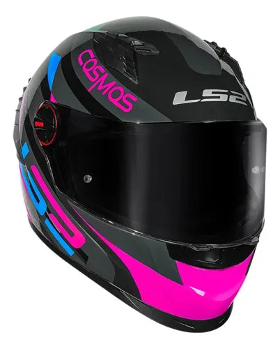 Capacete LS2 FF358 Pro Modok com Spoiler Preto Rosa Brilhante