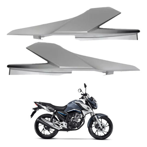 Par de Rabetas Laterais Paramotos Honda Cg 160 Titan 2022 a 2023 Cinza Embaré