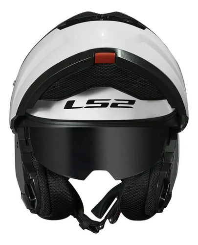 Capacete Escamoteável LS2 FF908 Strobe II Solid com Óculos Solar Branco Brilhante Tamanho 56/S