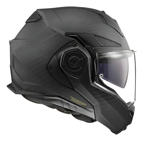 Capacete Escamoteável LS2 FF901 Advant X Carbon Solid com Óculos Solar Preto Fosco