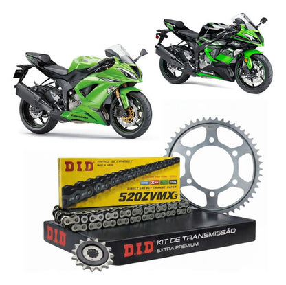 Kit Relação DID Premium com Retentor Kawasaki Zx6r 600 636 2007 a 2017 520VX3 112L 43/16T