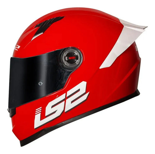 Capacete LS2 FF358 Classic S Solid com Spoiler Vermelho Brilhante