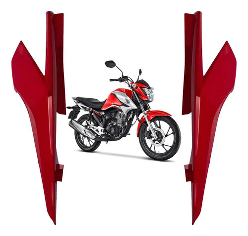 Par de Rabetas Laterais Paramotos Honda Cg 160 Titan 2022 a 2023 Vermelho Marrakesh