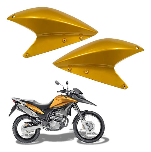 Par de Aletas Abas do Tanque Superiores Paramotos Honda Xre 300 2010 a 2012 Amarelo Perolizado