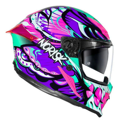 Capacete Norisk Rock Butterfly com Óculos Solar Interno Rosa Brilhante