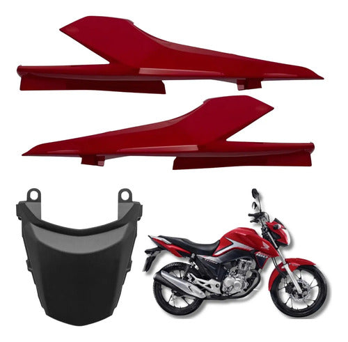 Kit Rabeta Lateral Completa Paramotos Honda Cg 160 Titan 2016 a 2024 Vermelho Guaraú