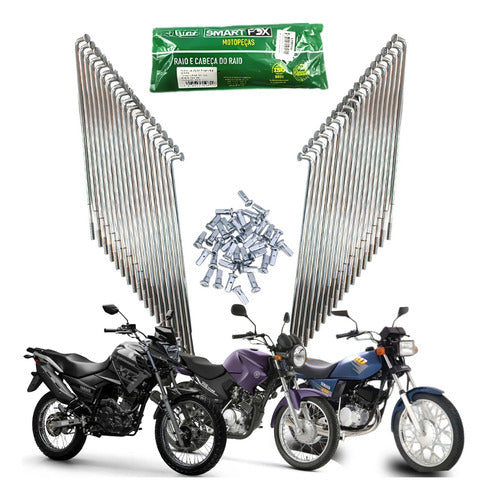 Jogo de Raios Traseiro Smartfox Yamaha Factor 125 Rd 135 Crosser 150 4 mm Cromado