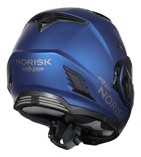 Capacete Escamoteável Norisk Avenger Solid com Óculos Solar Interno Azul Fosco Tamanho 58/M