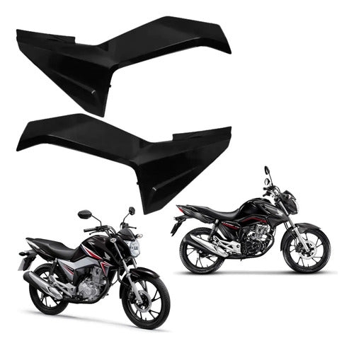 Par de Tampas Laterais Dianteiras Paramotos Honda Cg 160 Titan 2016 a 2023 Preto Brilhante