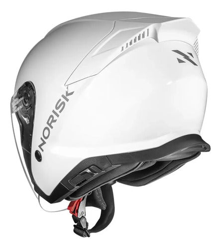 Capacete Aberto Norisk City Solid com Óculos Solar Interno Branco Brilhante
