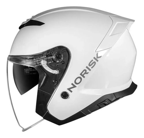 Capacete Aberto Norisk City Solid com Óculos Solar Interno Branco Brilhante