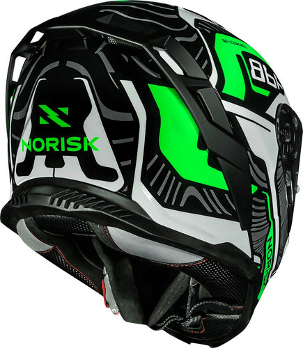 Capacete Norisk Strada II Fusion com Óculos Solar Interno Branco Preto Verde Brilhante