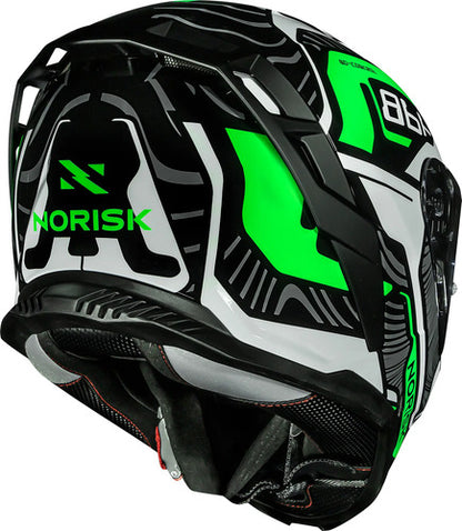 Capacete Norisk Strada II Fusion com Óculos Solar Interno Branco Preto Verde Brilhante