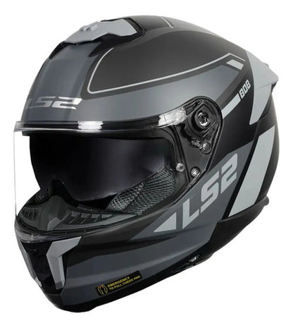 Capacete LS2 FF808 Stream II Gran com Óculos Solar Interno Preto Cinza Fosco