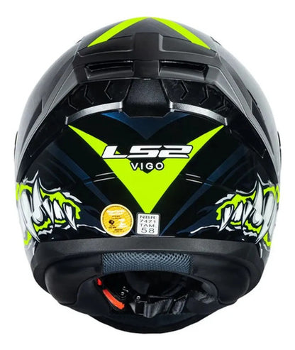 Capacete LS2 FF810 Vigo Sarbul Preto Amarelo Azul Brilhante