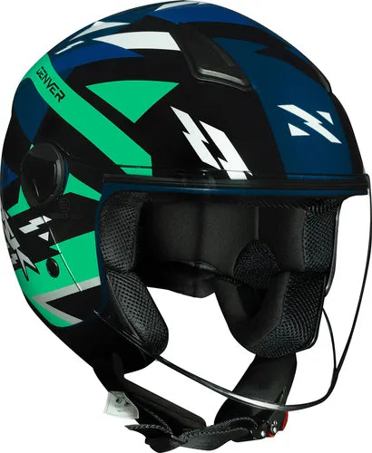 Capacete Aberto Norisk Orion Denver Azul Verde Brilhante Tamanho 58/M