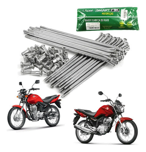 Jogo de Raios Dianteiro Smartfox Honda Cg 125 150 Titan Fan 3,5 mm Cromado