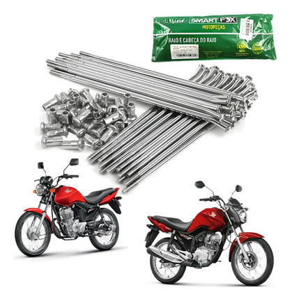 Jogo de Raios Dianteiro Smartfox Honda Cg 125 150 Titan Fan 3,5 mm Cromado
