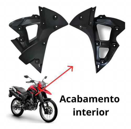 Par de Acabamentos Internos da Aba do Tanque Paramotos Yamaha Lander 250 2020 a 2025 Preto