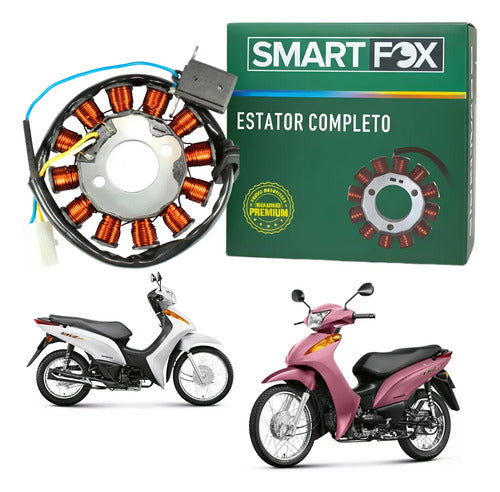 Magneto Estator com Bobina de Pulso Smartfox Honda Biz 100 2013 a 2015