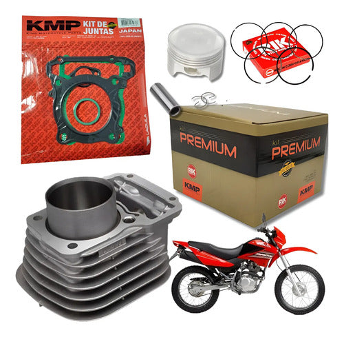 Kit Cilindro Pistão Anéis e Juntas KMP Premium Honda Bros 150 2003 a 2005