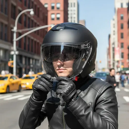 Capacete Aberto Norisk City Solid com Óculos Solar Interno Preto Fosco