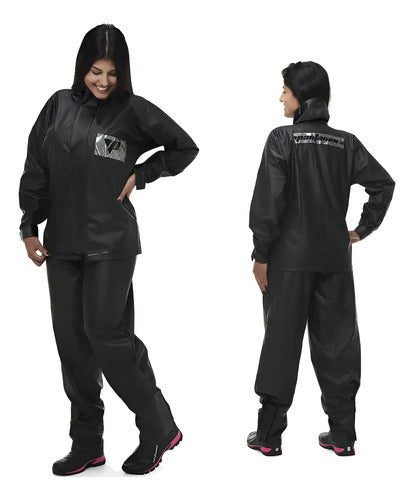 Capa de Chuva Conjunto Pantaneiro PVC com Gola Feminina Preto