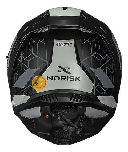 Capacete Norisk Strada II Evoque com Óculos Solar Interno e Spoiler Cinza Preto Fosco