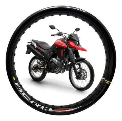 Par de Aros de Roda Aero Slim Monaco Yamaha Lander Ténéré 250 2.15x21 e 2.50x18 Preto Brilhante