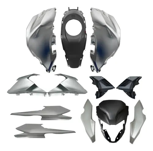 Kit Carenagem Completo Paramotos Honda Cg 160 Fan 2025 em diante Prata Perolizado