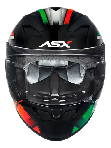 Capacete ASX City Start Branco Vermelho Verde Brilhante