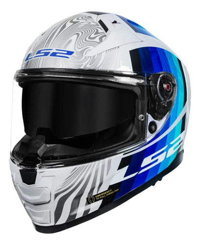 Capacete LS2 FF811 Vector II Freedom com Óculos Solar Interno Branco Prata Brilhante
